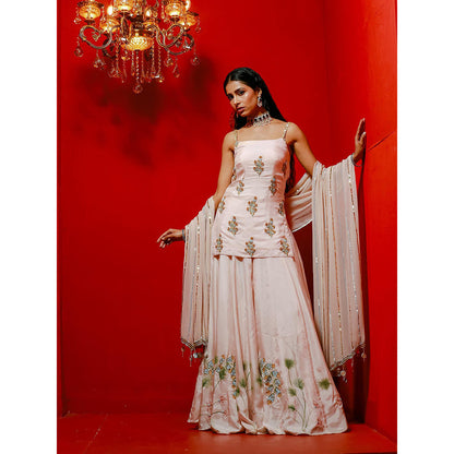 Simmi Guntaj Pink Short Kurta with Lehenga and Dupatta (Set of 3)