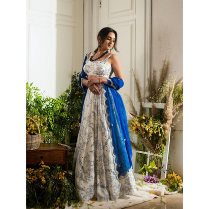 Simmi Guntaj White Banjaaran Lehenga with Blouse and Dupatta (Set of 3)