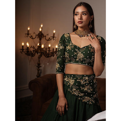 Simmi Guntaj Green Nadia Lehenga with Blouse and Dupatta (Set of 3)