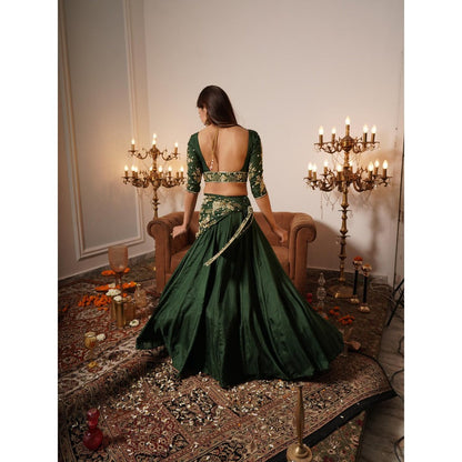 Simmi Guntaj Green Nadia Lehenga with Blouse and Dupatta (Set of 3)