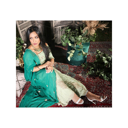 Simmi Guntaj Green Ivy Sharara with Kurta and Dupatta (Set of 3)