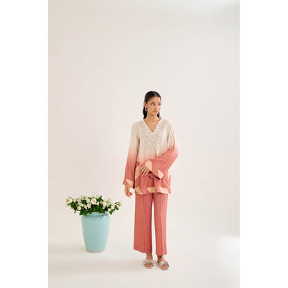 Siyona by Ankurita Peach Palash Co-Ord (Set of 2)
