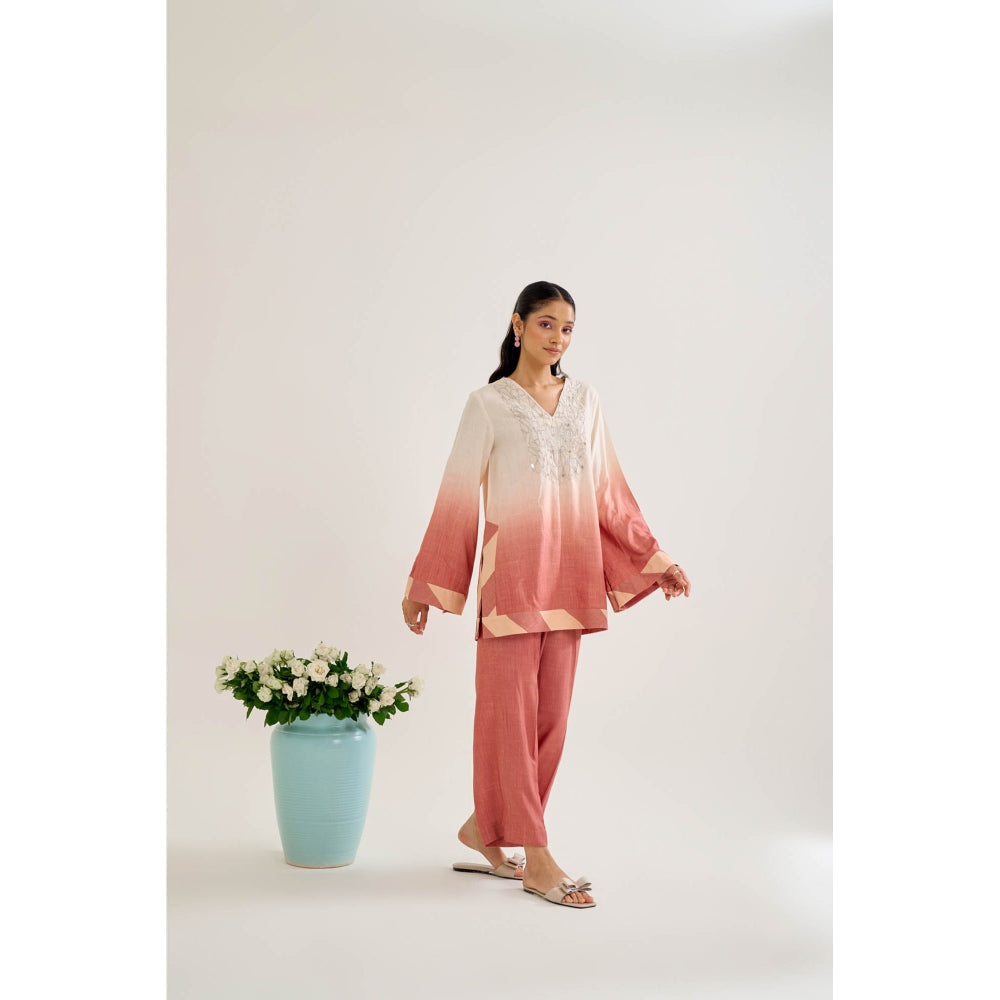 Siyona by Ankurita Peach Palash Co-Ord (Set of 2)