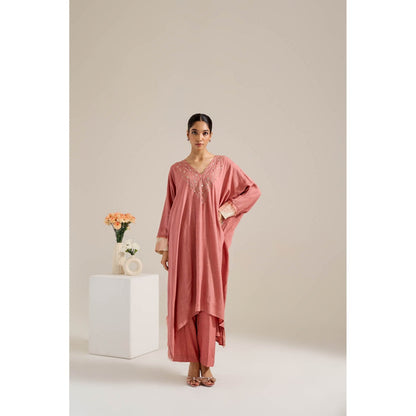Siyona by Ankurita Peach Gulab Kaftan with Pant (Set of 2)