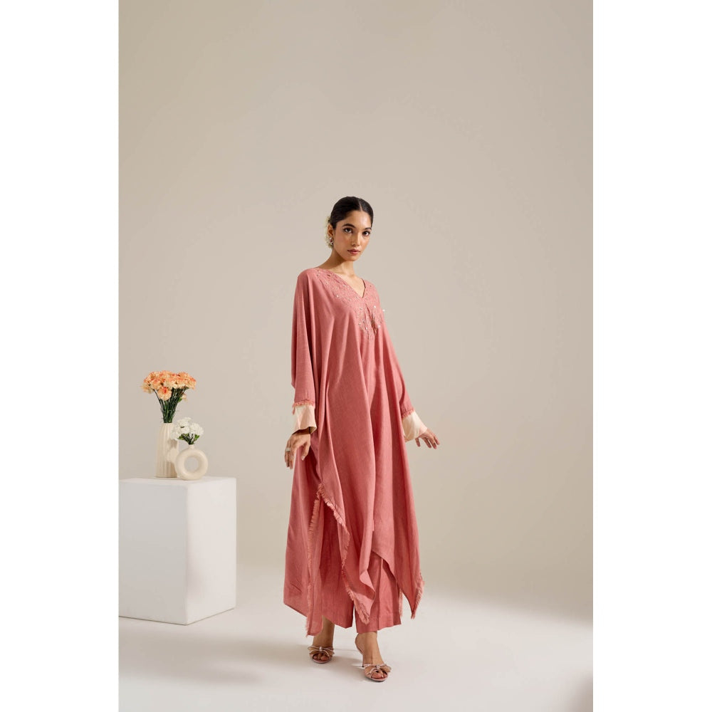 Siyona by Ankurita Peach Gulab Kaftan with Pant (Set of 2)