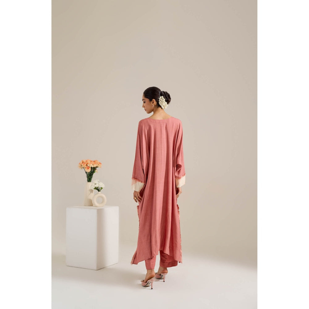 Siyona by Ankurita Peach Gulab Kaftan with Pant (Set of 2)