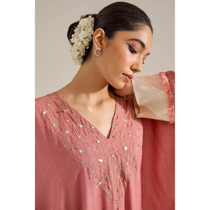 Siyona by Ankurita Peach Gulab Kaftan with Pant (Set of 2)