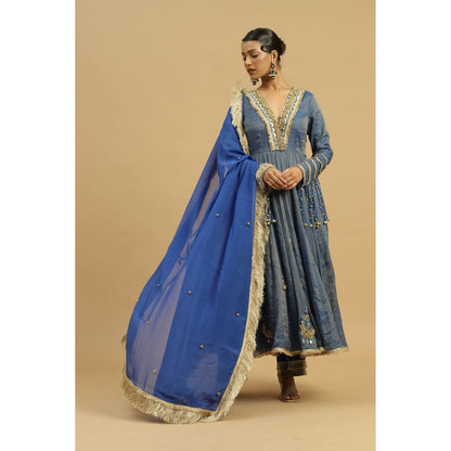 Siyona by Ankurita Blue Neelam Anarkali with Pant and Dupatta (Set of 3)