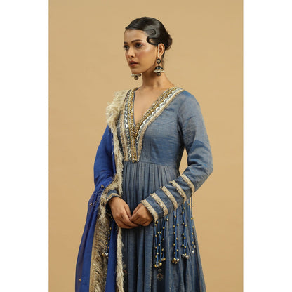 Siyona by Ankurita Blue Neelam Anarkali with Pant and Dupatta (Set of 3)