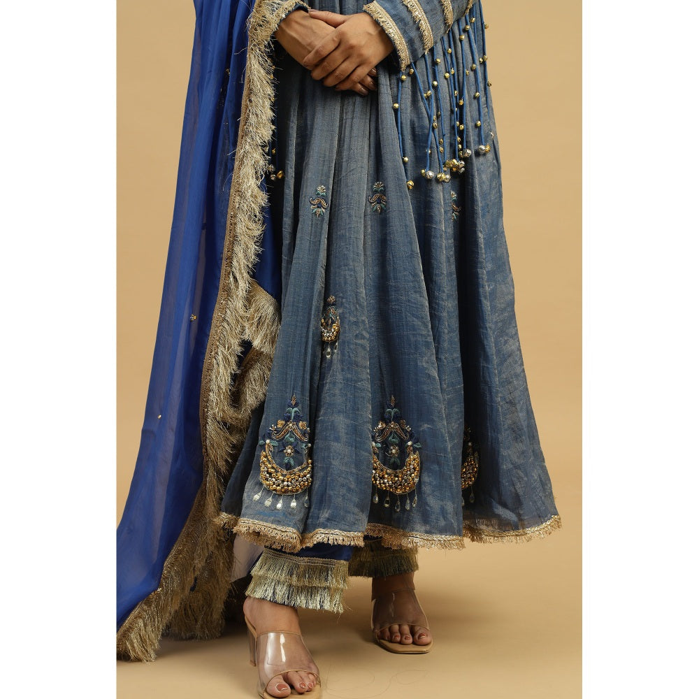 Siyona by Ankurita Blue Neelam Anarkali with Pant and Dupatta (Set of 3)