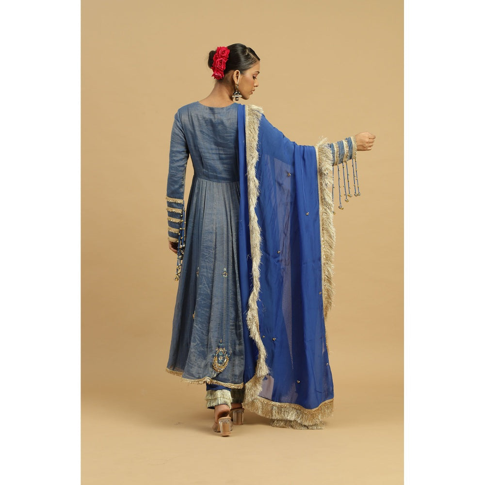Siyona by Ankurita Blue Neelam Anarkali with Pant and Dupatta (Set of 3)