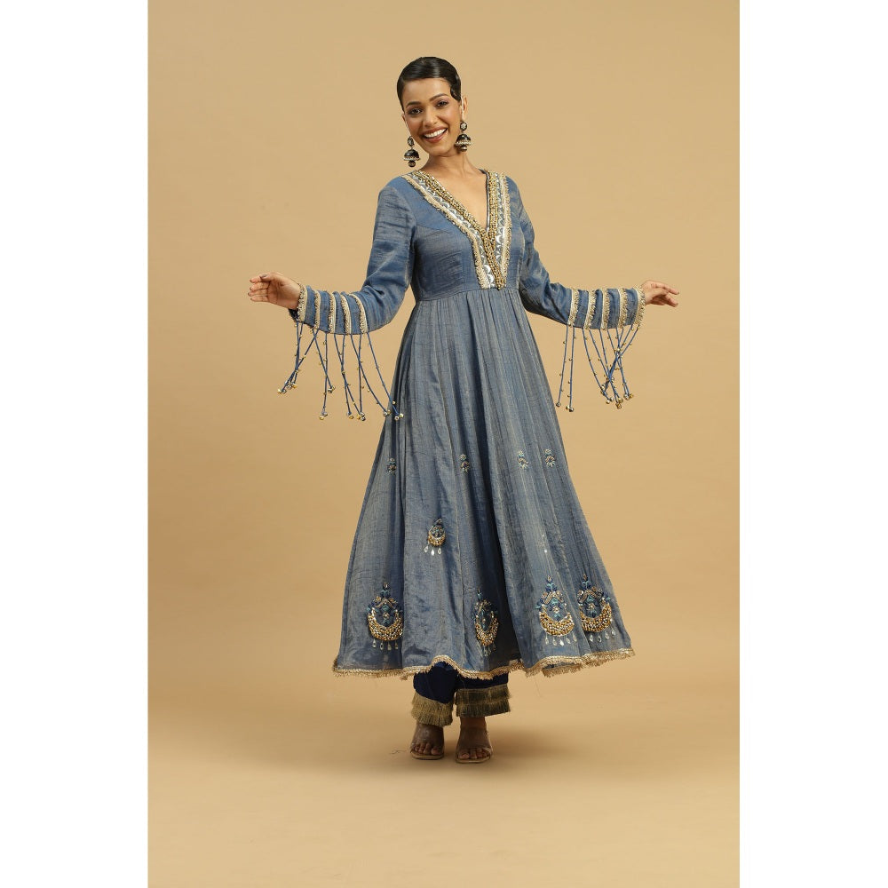 Siyona by Ankurita Blue Neelam Anarkali with Pant and Dupatta (Set of 3)