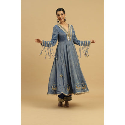 Siyona by Ankurita Blue Neelam Anarkali with Pant and Dupatta (Set of 3)