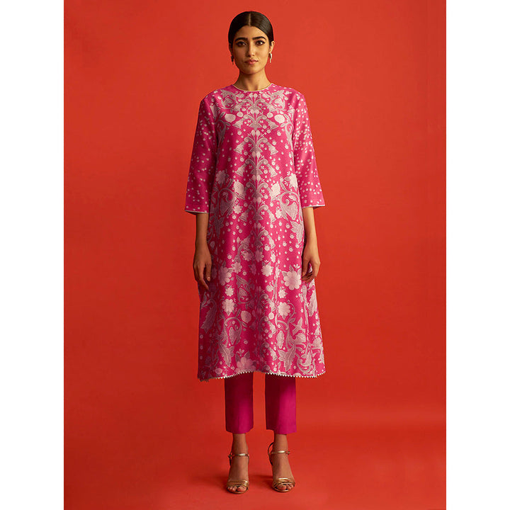 Saksham & Neharicka Pink Floral Printed Kurta