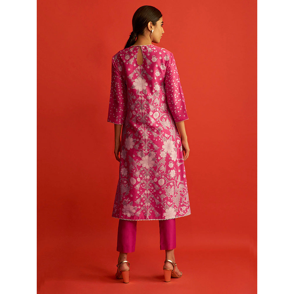 Saksham & Neharicka Pink Floral Printed Kurta