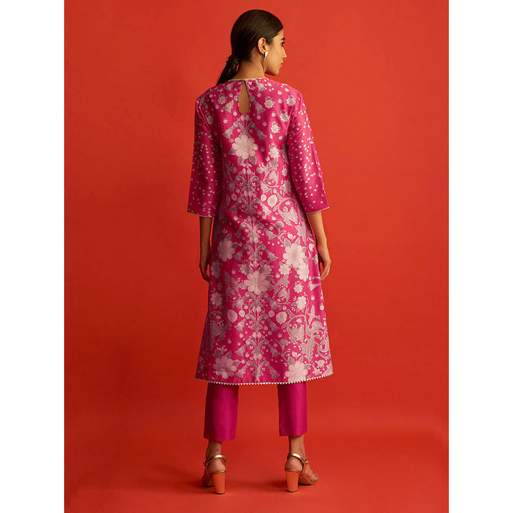 Saksham & Neharicka Pink Floral Printed Kurta