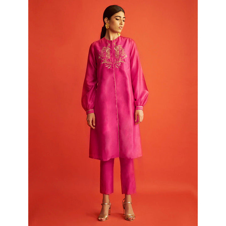 Saksham & Neharicka Fuscia Embroidered Tunic