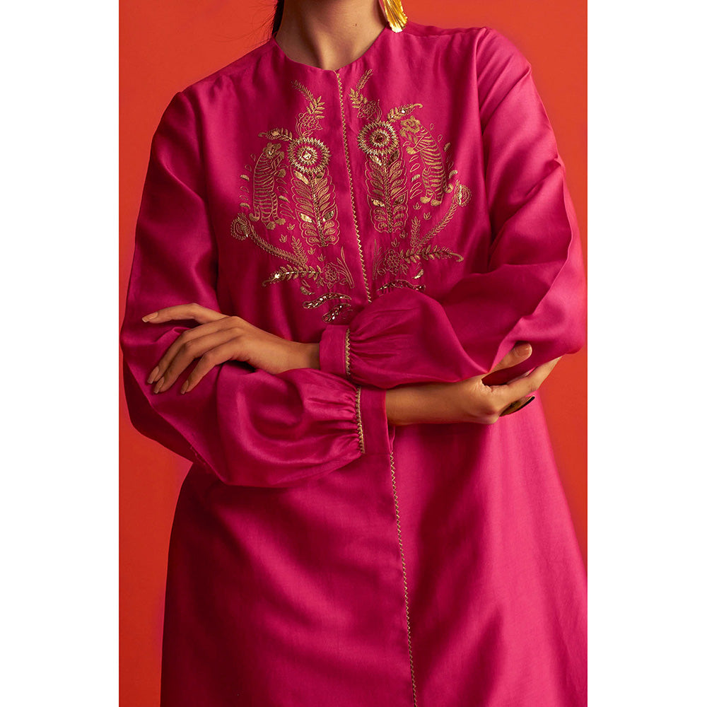 Saksham & Neharicka Fuscia Embroidered Tunic