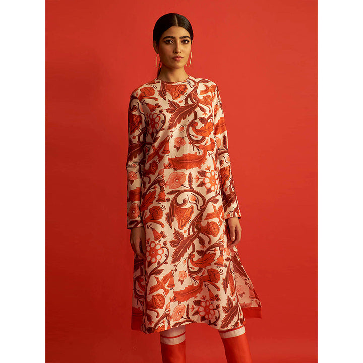 Saksham & Neharicka Red And White Printed Kurta