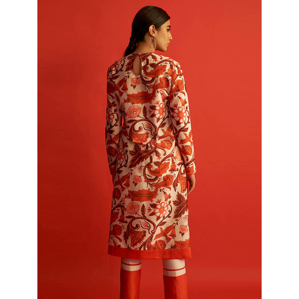 Saksham & Neharicka Red And White Printed Kurta