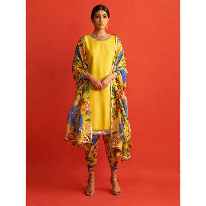 Saksham & Neharicka Yellow Kurta With Patiala & Dupatta (Set of 3)