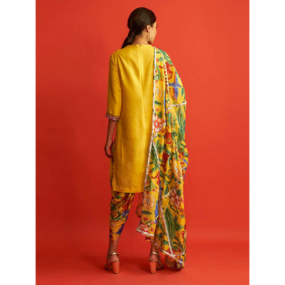 Saksham & Neharicka Yellow Kurta With Patiala & Dupatta (Set of 3)
