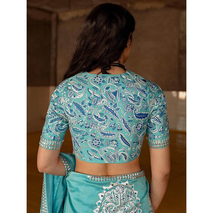 Saksham & Neharicka Firozi Embroidered Blouse