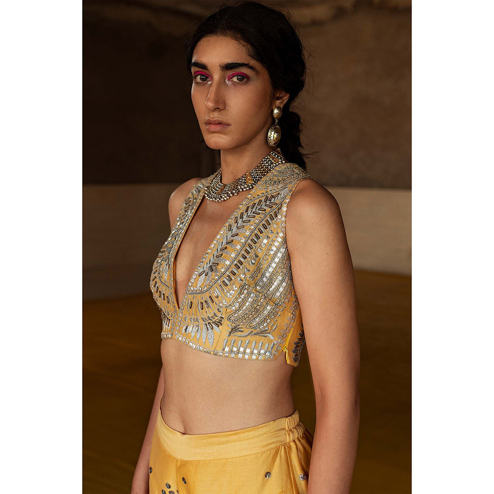 Saksham & Neharicka Ochre Embroidered Cord (Set of 3)