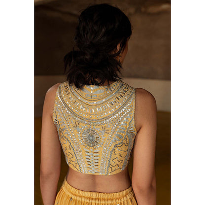 Saksham & Neharicka Ochre Embroidered Cord (Set of 3)