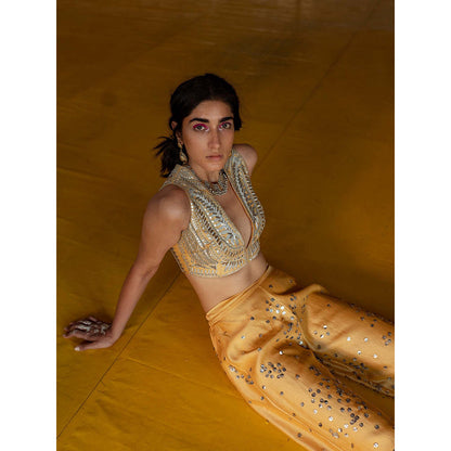 Saksham & Neharicka Ochre Embroidered Cord (Set of 3)