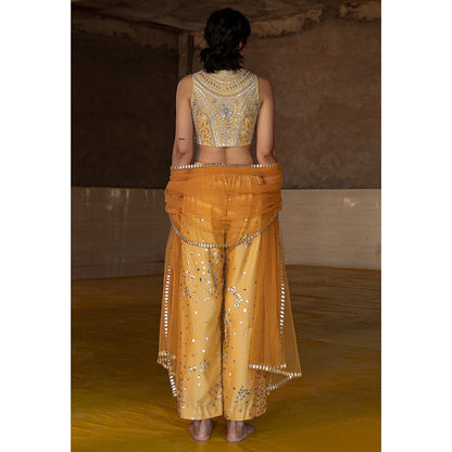 Saksham & Neharicka Ochre Embroidered Cord (Set of 3)