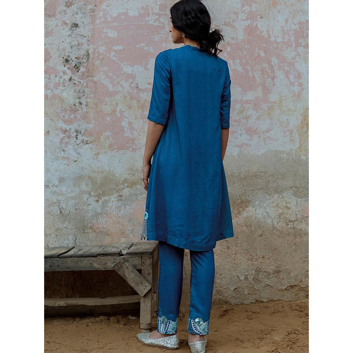 Saksham & Neharicka Blue Kurta in Silk