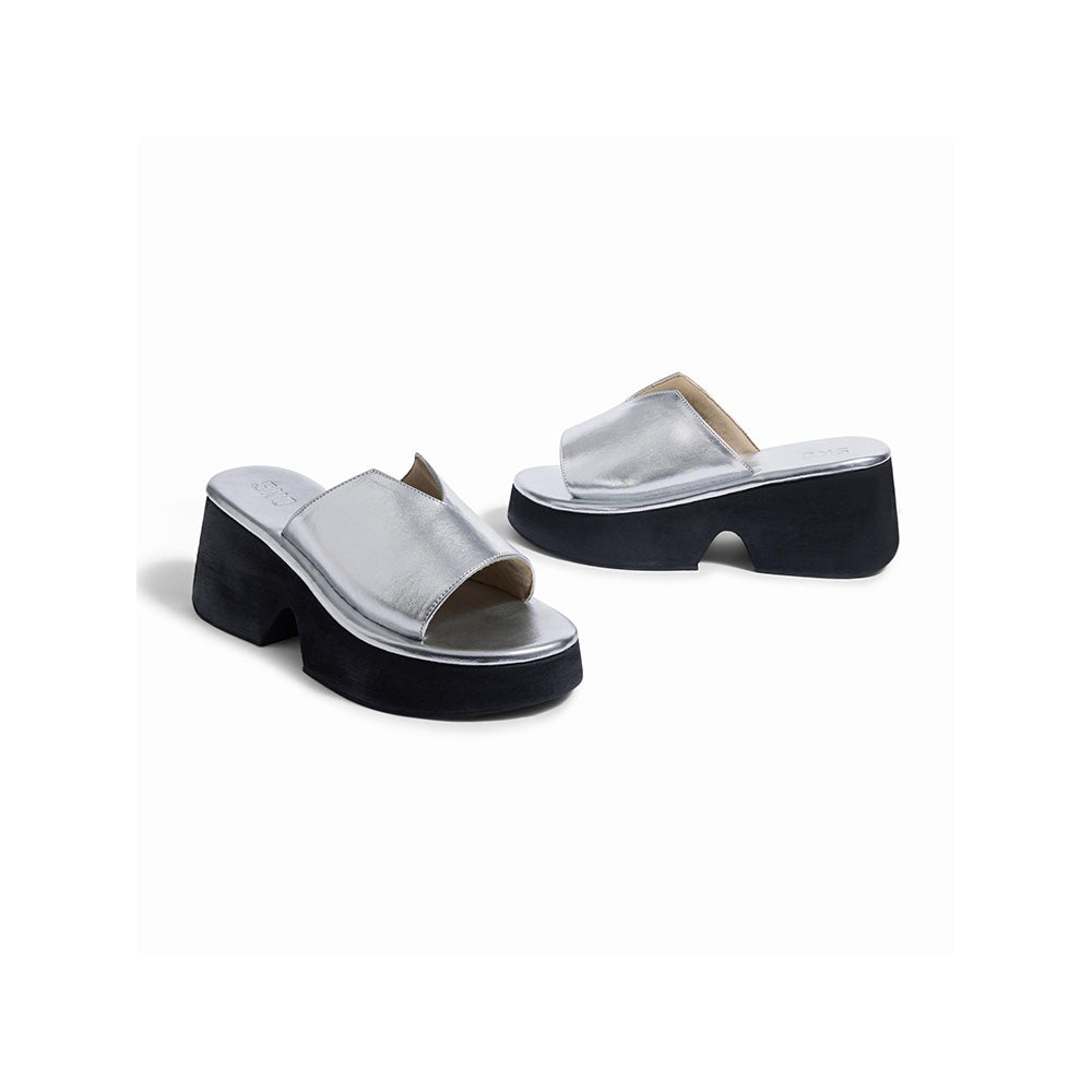 SKO Modena Silver Platform Heels