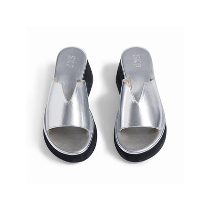SKO Modena Silver Platform Heels