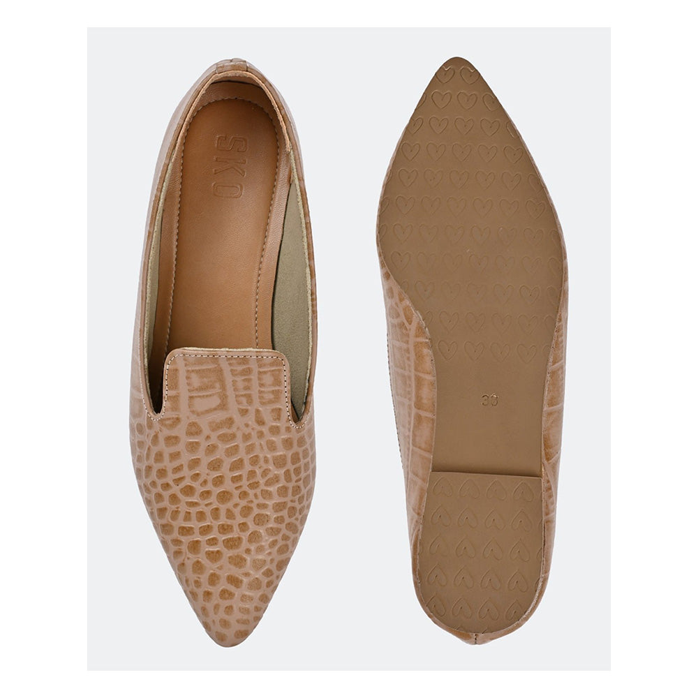 SKO Hannah Beige Croc Loafers