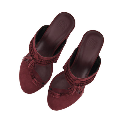 SKO Maroon Block Heel Kolhapuris