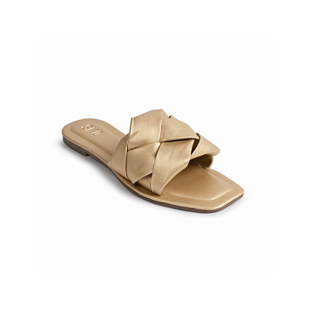 SKO Messina Gold Square Toe Flats