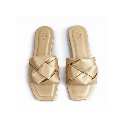 SKO Messina Gold Square Toe Flats