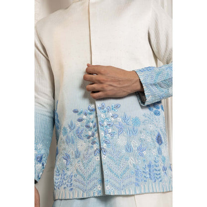 SMRITI Ivory Ombre Embroidered Nehru Jacket