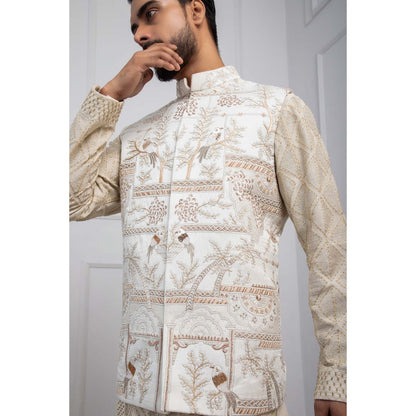 SMRITI Gilded Ivory Nehru Jacket