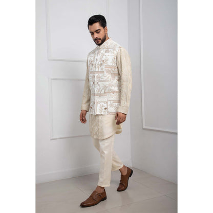 SMRITI Ivory Kurta with Pant and Nehru Jacket