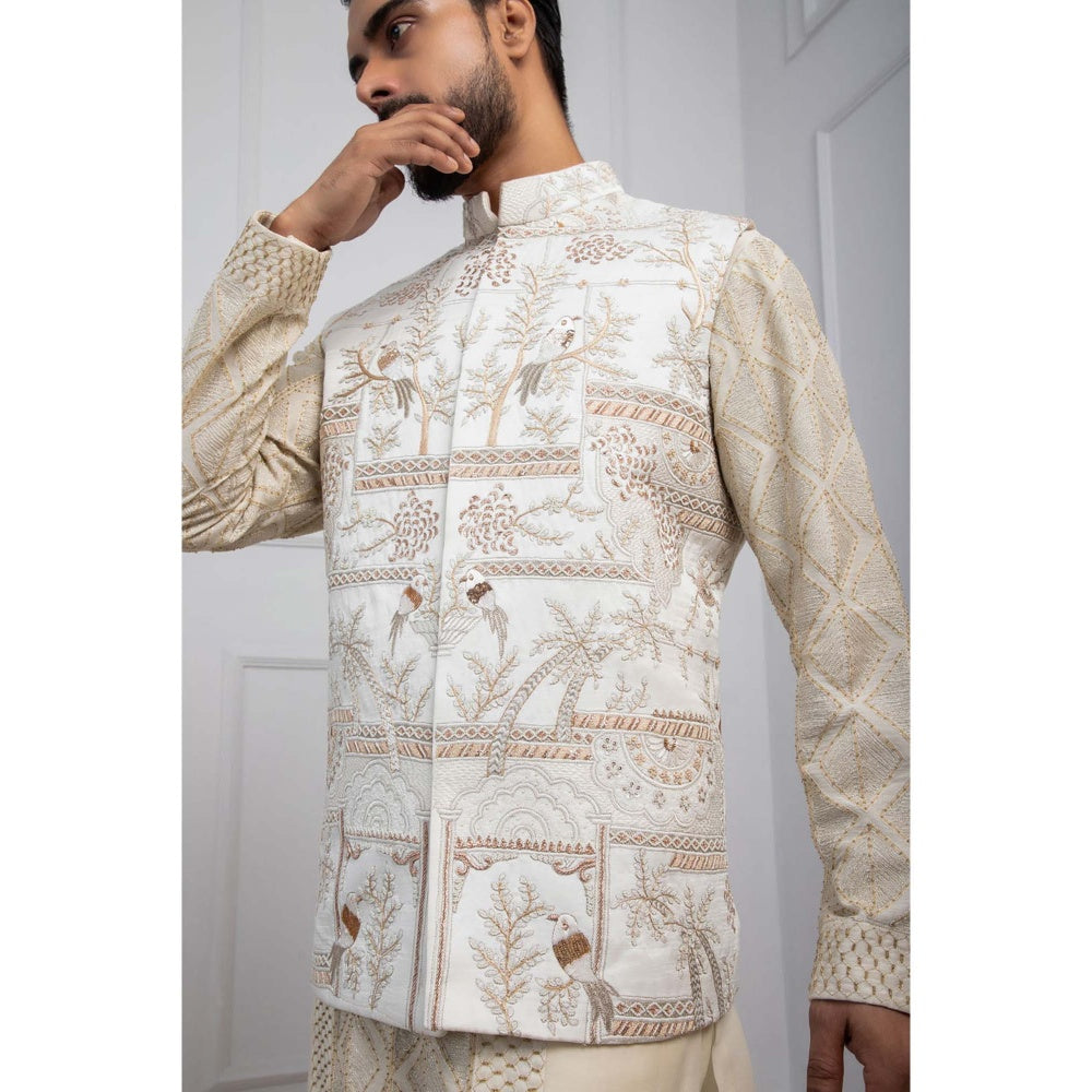 SMRITI Ivory Kurta with Pant and Nehru Jacket