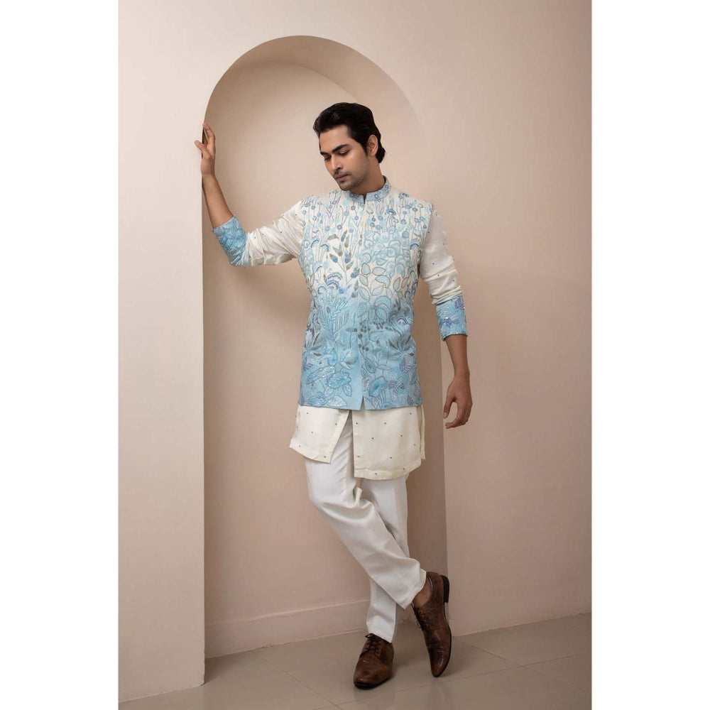 SMRITI Blue Embroider Nehru Jacket