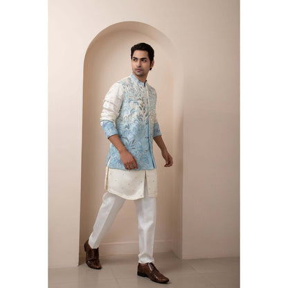 SMRITI Ivory Pearl Nehru Jacket with Kurta and Pant