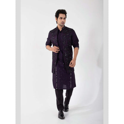 SMRITI Purple Embroidered Nehru Jacket