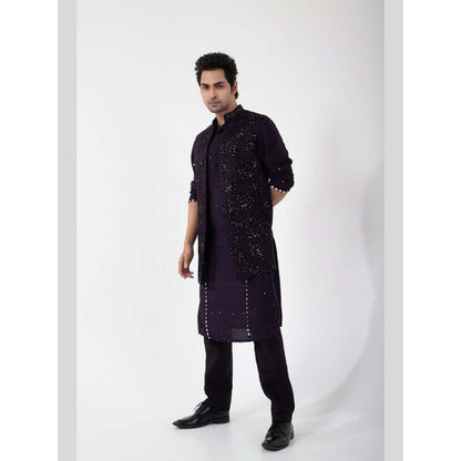 SMRITI Purple Embroidered Nehru Jacket