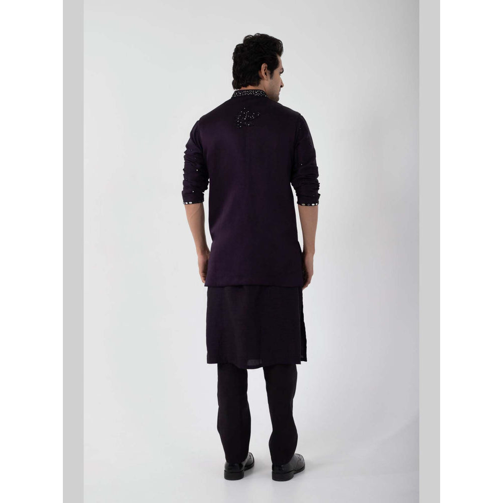 SMRITI Purple Embroidered Nehru Jacket