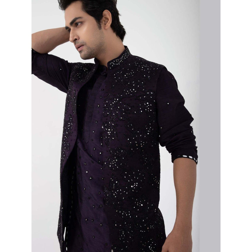 SMRITI Purple Kurta with Pant and Nehru Jacket
