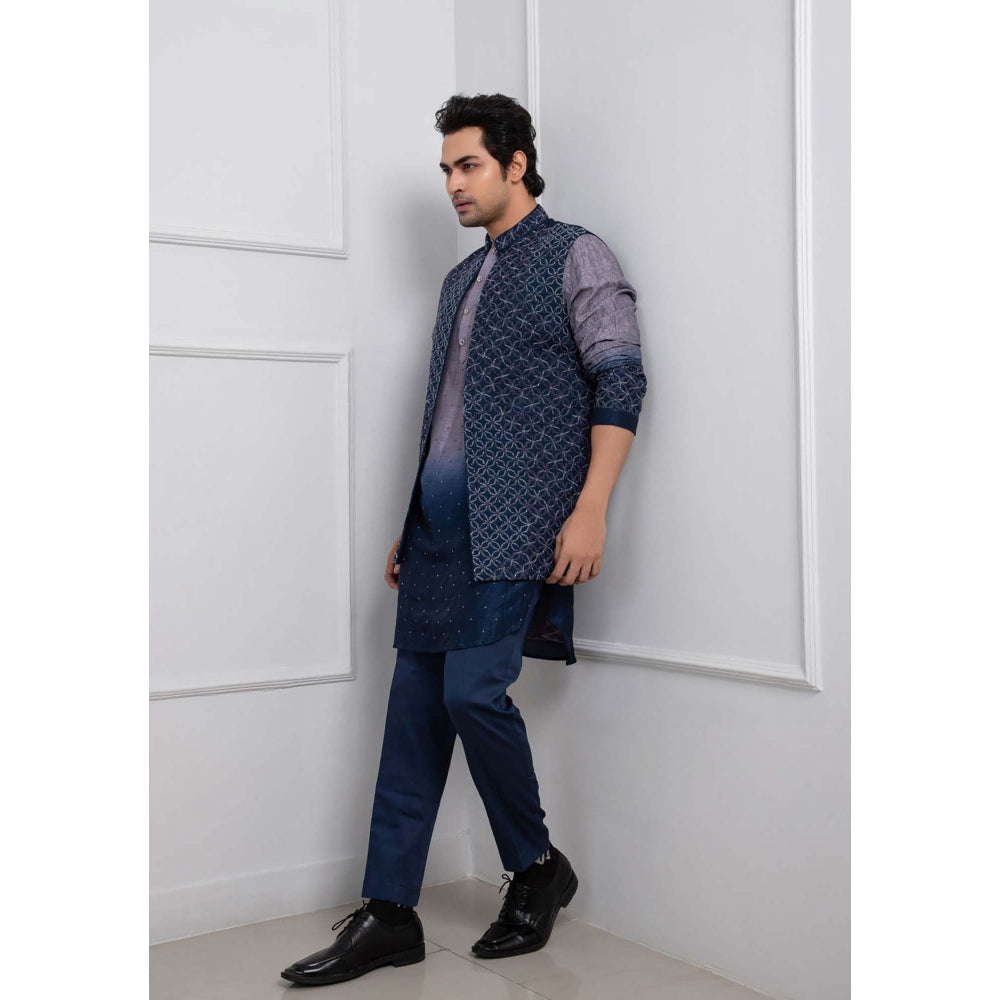 SMRITI Blue Embroider Nehru Jacket