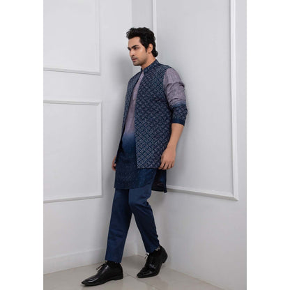 SMRITI Blue Embroider Nehru Jacket